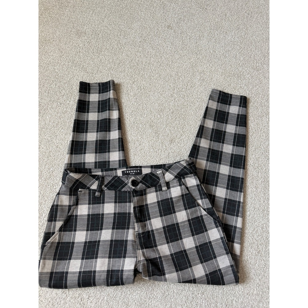 YoungLA W2259 - Dapper Dress Plaid Pant Sz 30 Black White Slim Fit Trousers
